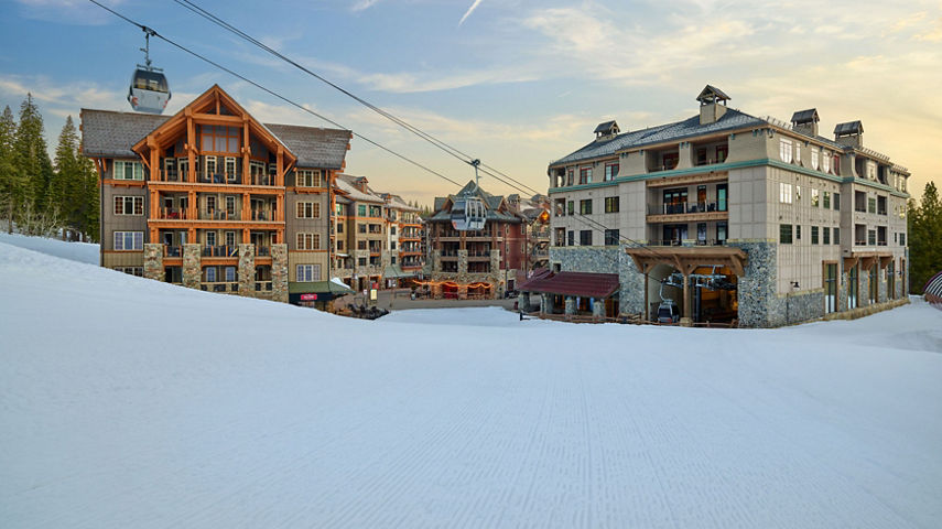 Snowy Spring Exterior of Village Condos at Northstar