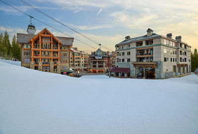 Snowy Spring Exterior of Village Condos at Northstar