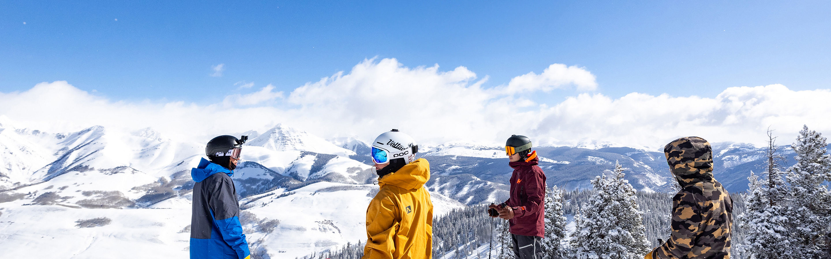 Group of Skiers Take Break to Enjoy Scenic Crested Butte