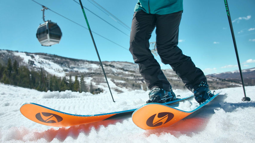 Close Up of Skis on Groomed Snow at Beaver Creek
