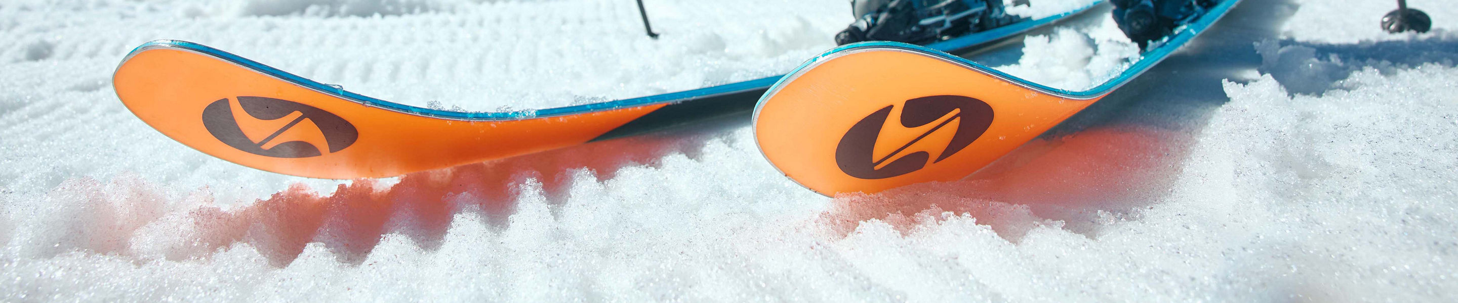 Close Up of Skis on Groomed Snow at Beaver Creek