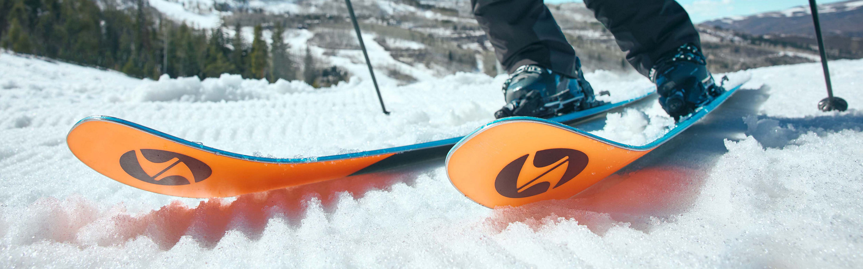 Close Up of Skis on Groomed Snow at Beaver Creek