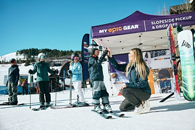 Family Trying on Ski Gear at Beaver Creek My Epic Gear Slopeside Location