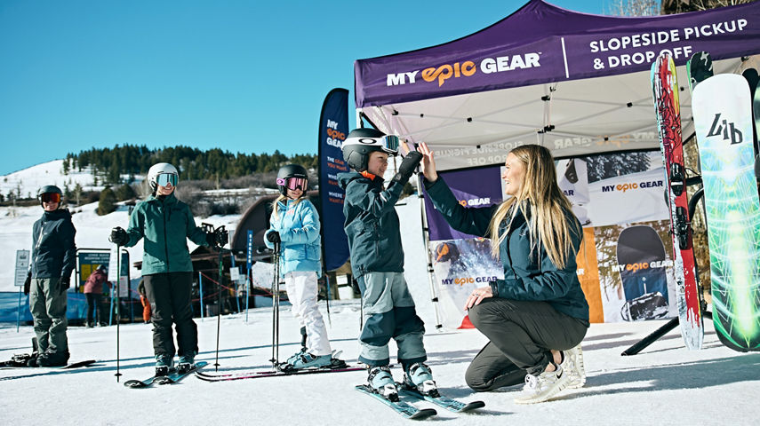 Family Trying on Ski Gear at Beaver Creek My Epic Gear Slopeside Location