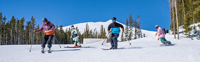 Group of Friends Skiing and Riding on a Bluebird Day at Breckenridge - CROPPED