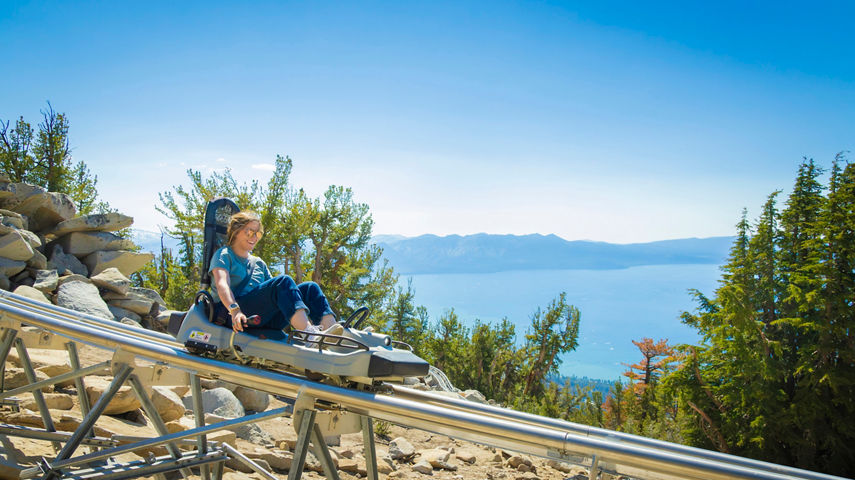 Guest Riding Ridge Rider Mountain Coaster at Heavenly