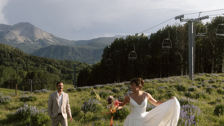 Summer Wedding Bride and Groom Portrait at Crested Butte