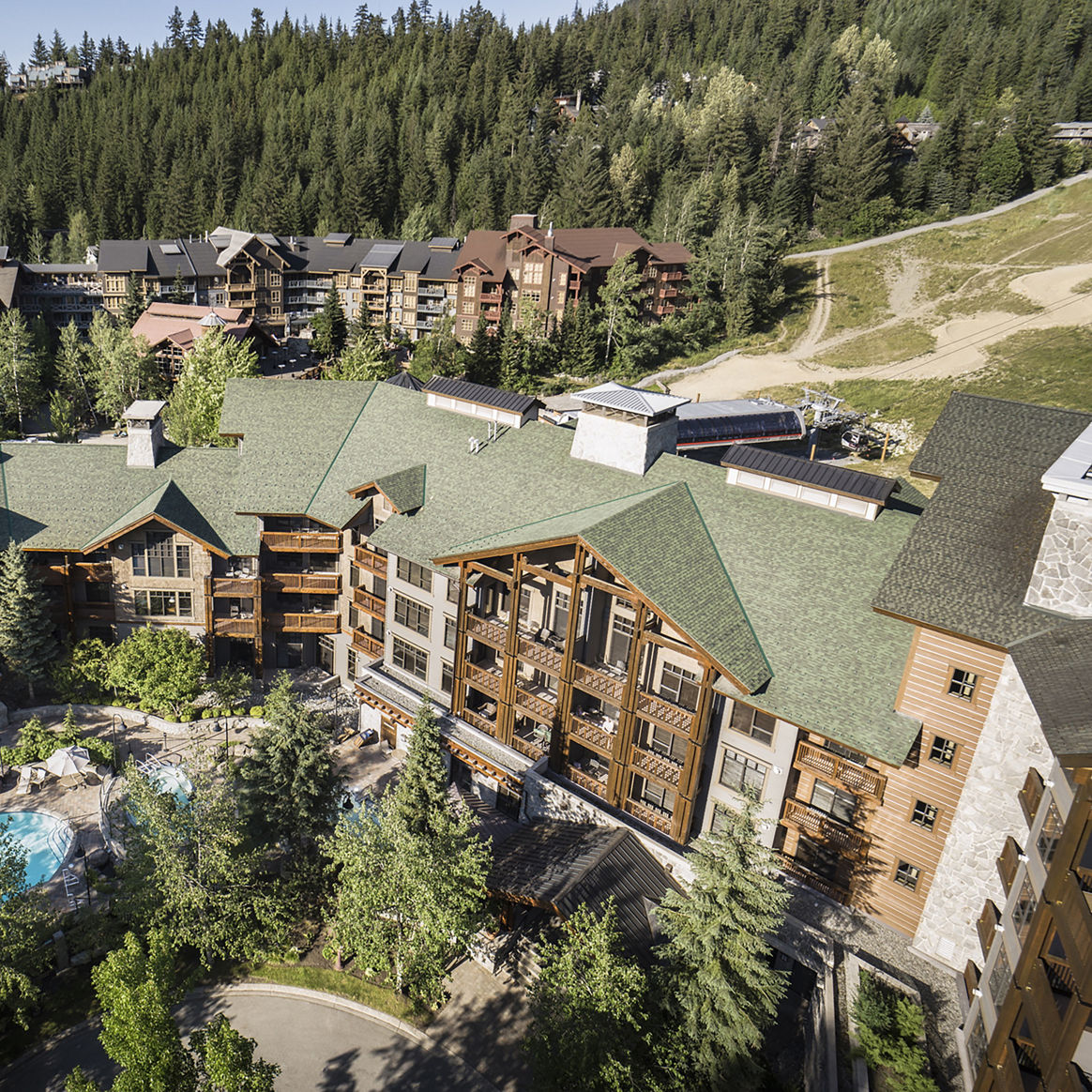 Summer Aerial Image of Whistler Blackcomb First Tracks Lodge