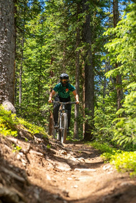 Woman Downhill Biking at Keystone