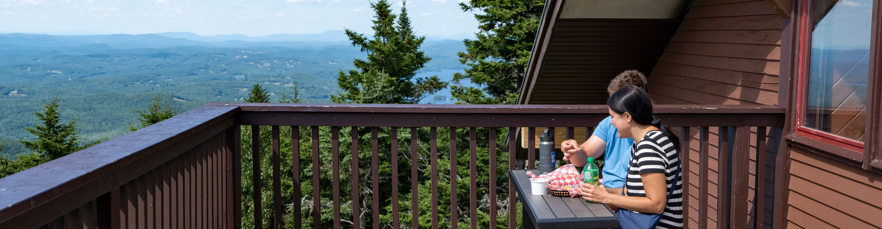 Couple Eating Lunch at Mount Sunapee Summit Lodge