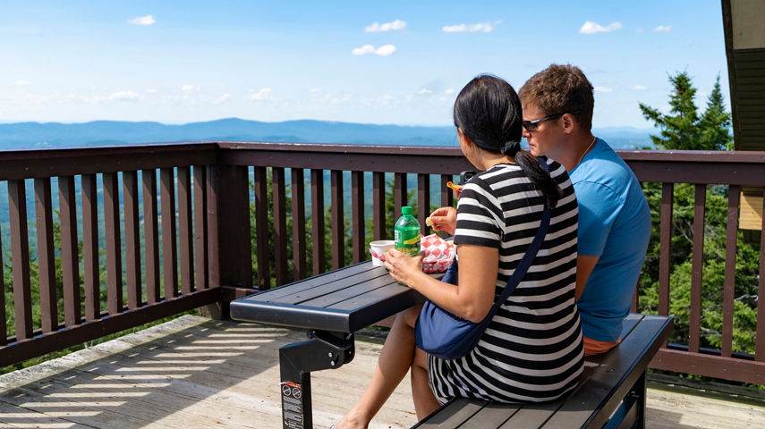 Couple Eating Lunch at Mount Sunapee Summit Lodge