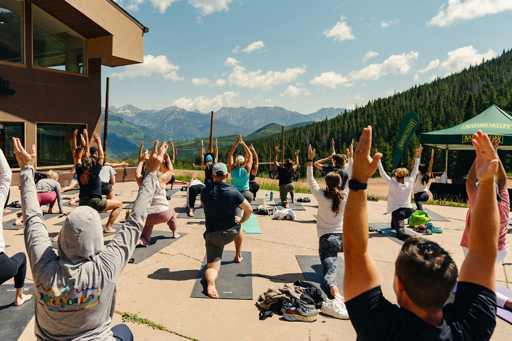 Resorts Guests Practicing Yoga on a Summer Day at Vail