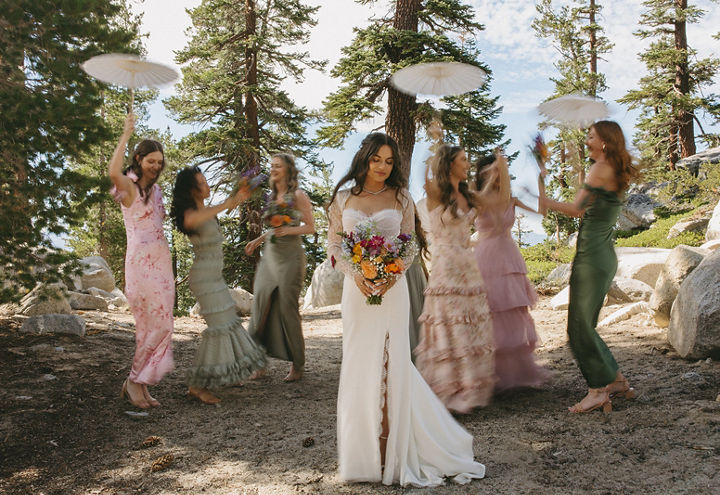 Summer Wedding Party Portrait at Heavenly Lakeview Lodge