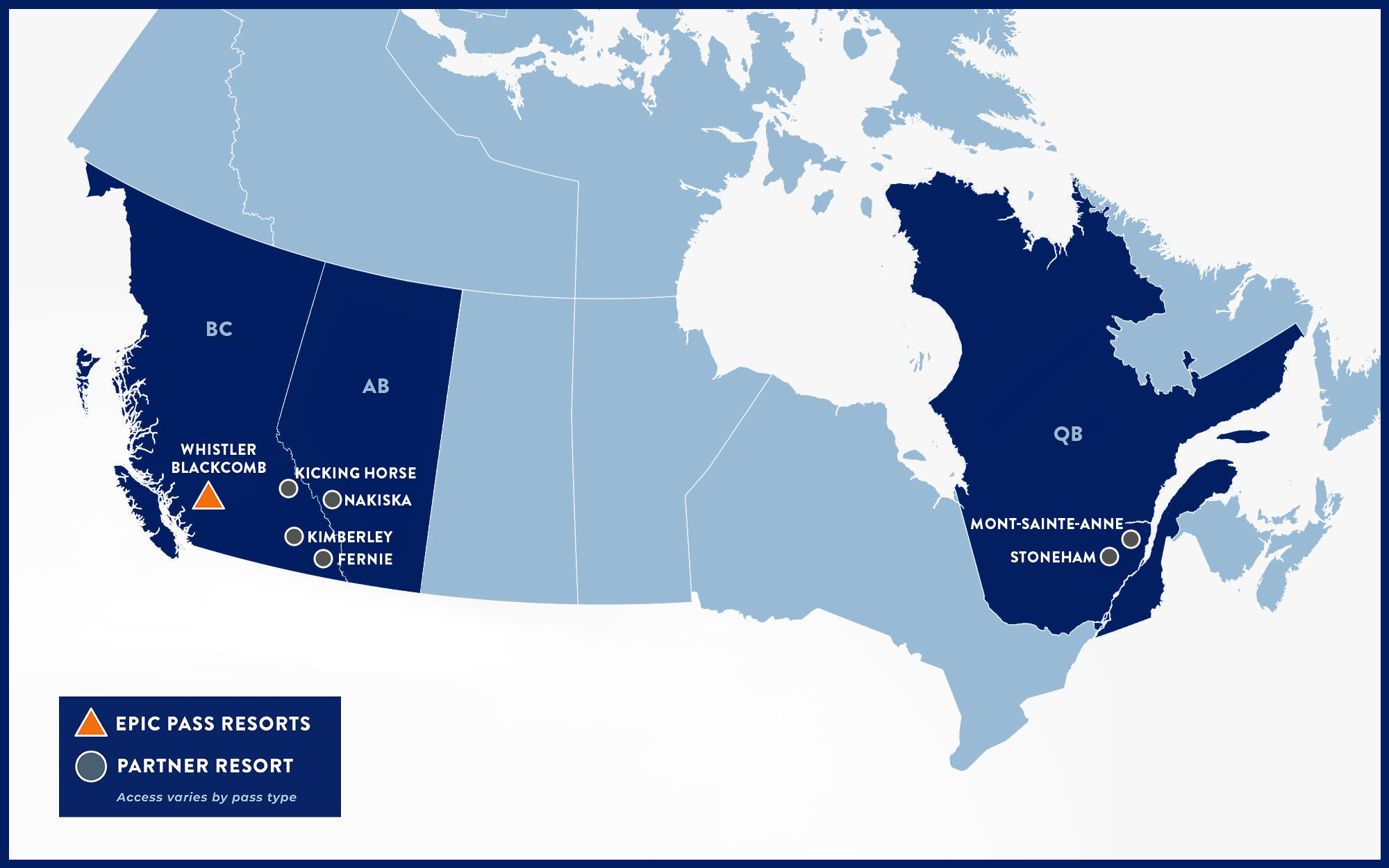 Epic Pass Canada Resorts Map=