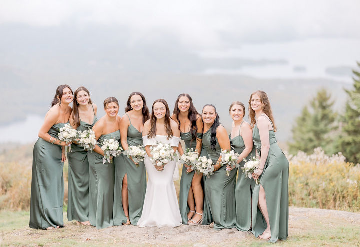 Fall Wedding Bridal Party Portrait at Mount Sunapee