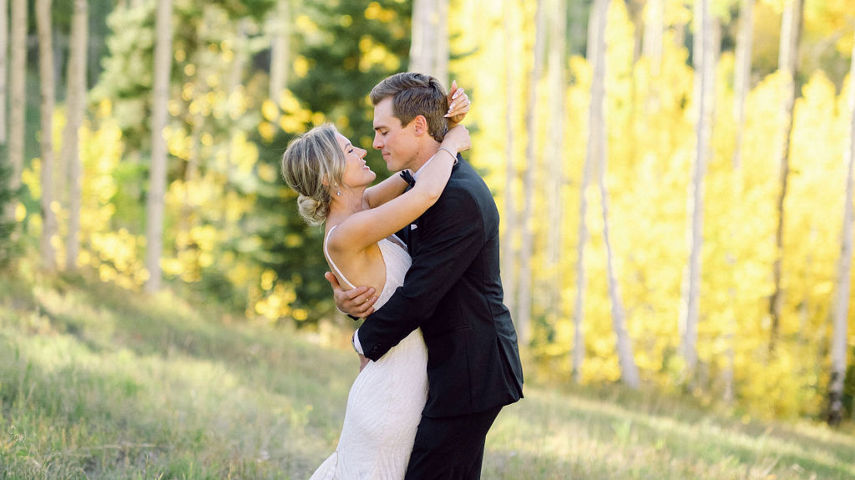 Fall Wedding Bride and Groom Portrait at Beaver Creek