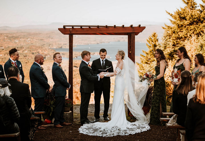 Fall Wedding Ceremony at Mount Sunapee Lodge