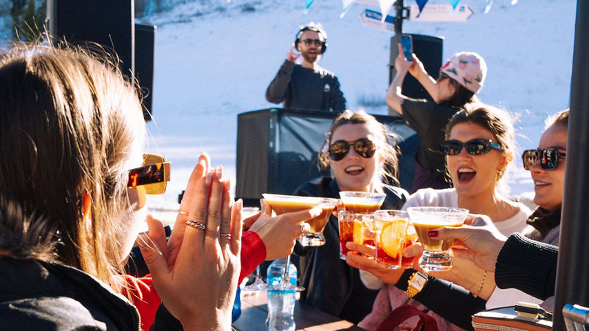 Guests Enjoying Apres at Vail Express Lift Bar