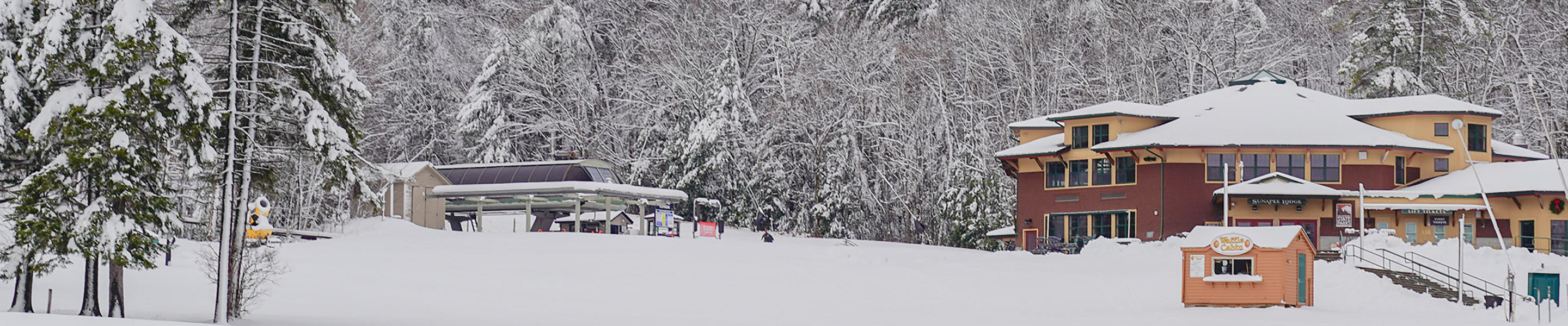 Winter Scenic View of Mount Sunapee Base Area