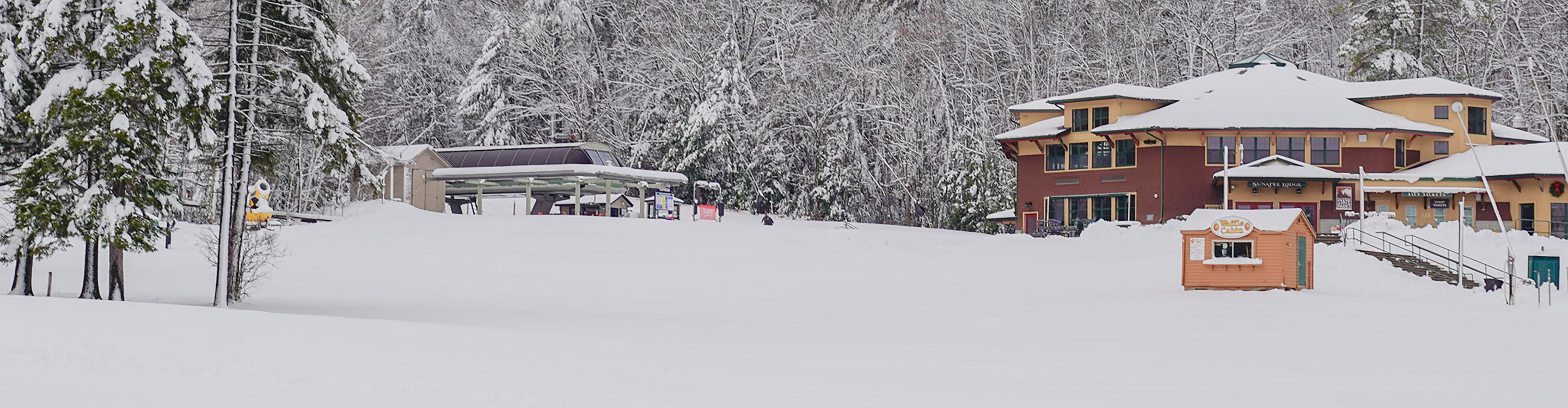 Winter Scenic View of Mount Sunapee Base Area