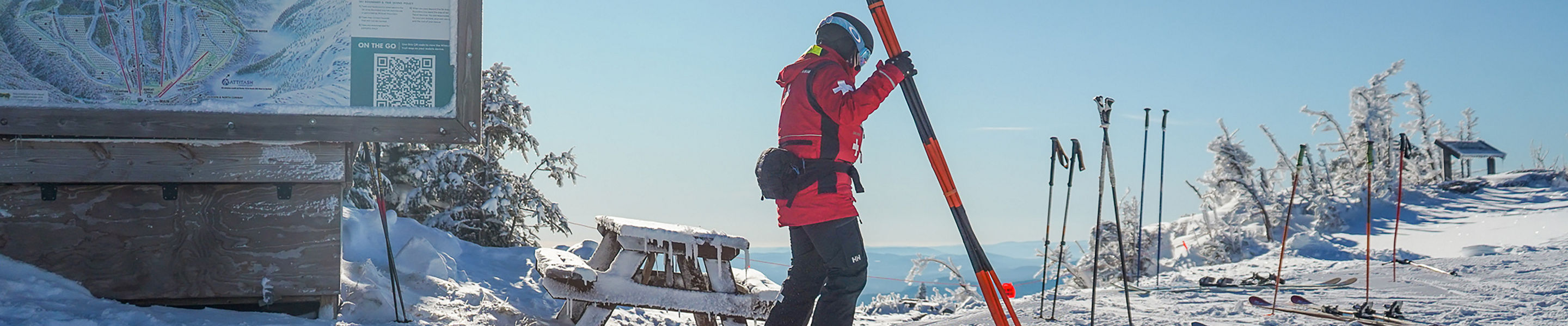 Ski Patroller at Wildcat Opening Day for Winter 2024-2025 Season