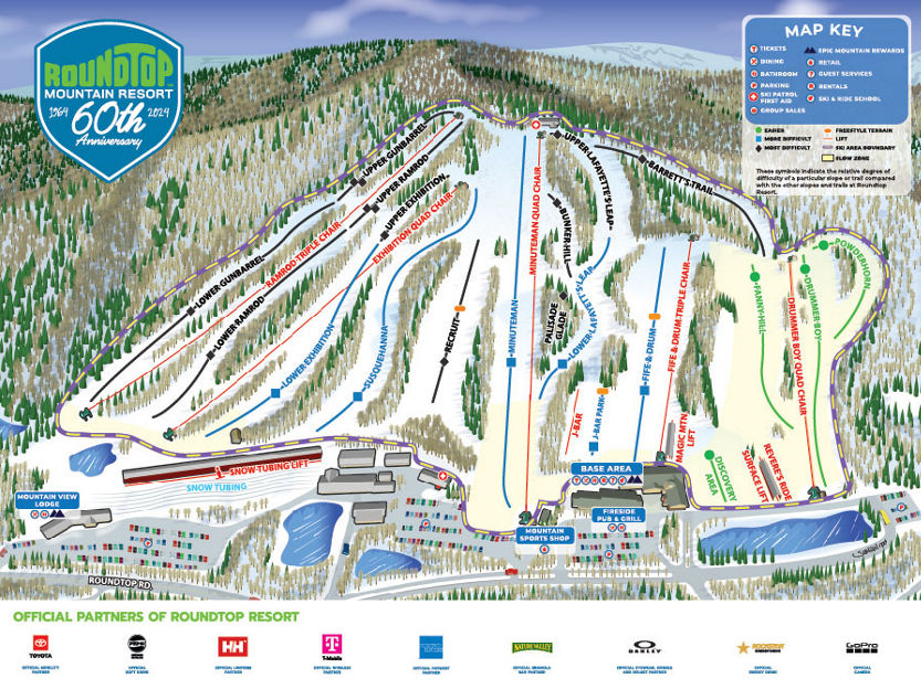 Roundtop Winter 2024-2025 Trail Map