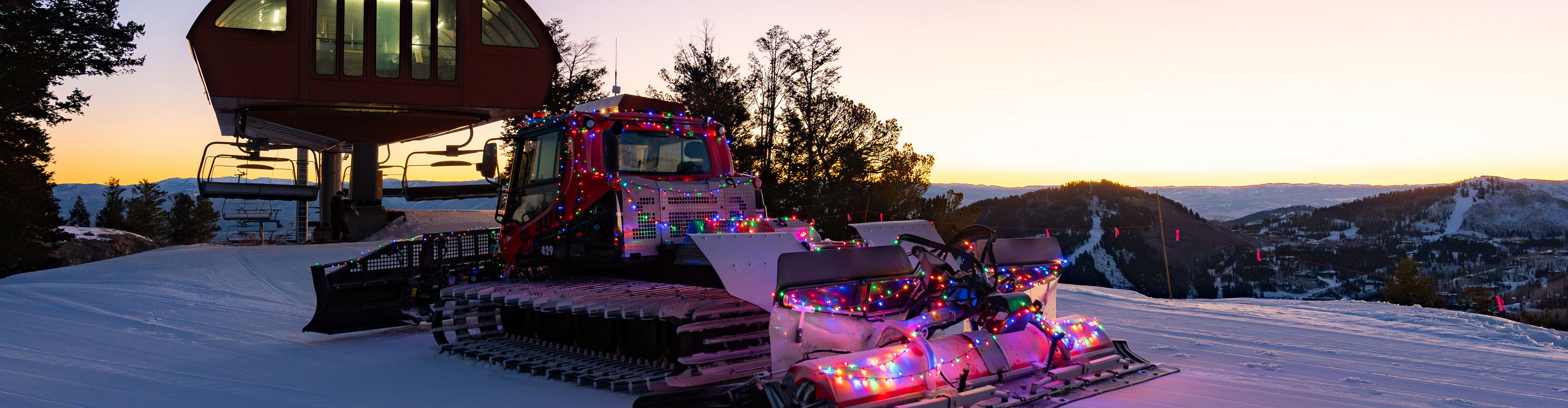 Snowcat Decorated with Holiday Lights at Park City