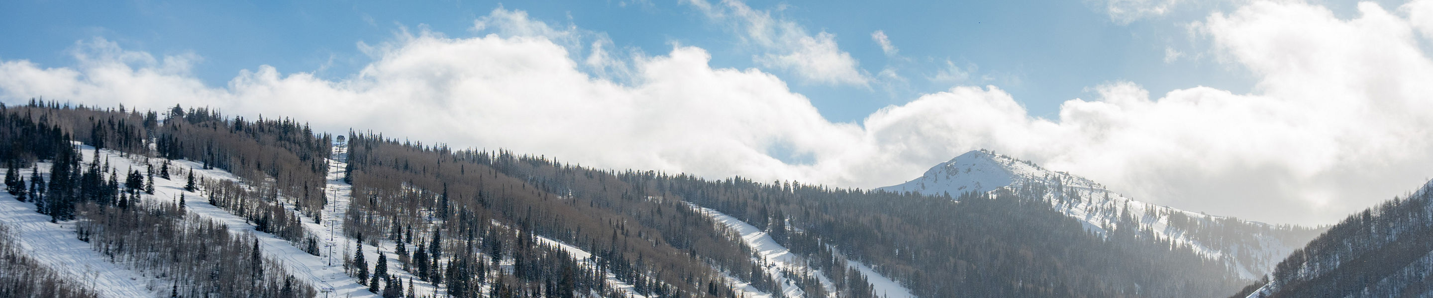 Aerial View of Snowy Park City Mountain