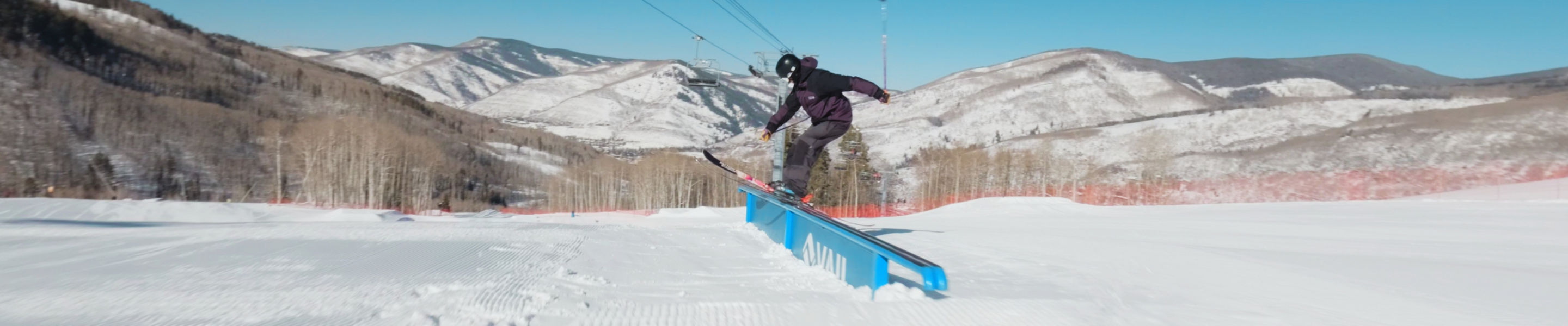 Skier on Rail at Vail Terrain Park