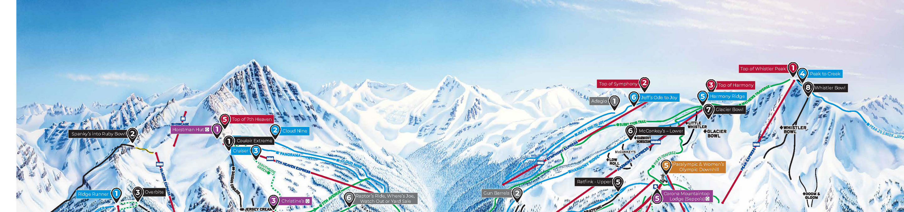 Whistler Blackcomb Winter 2024-2025 Wonder Routes | All Wonder Routes Map