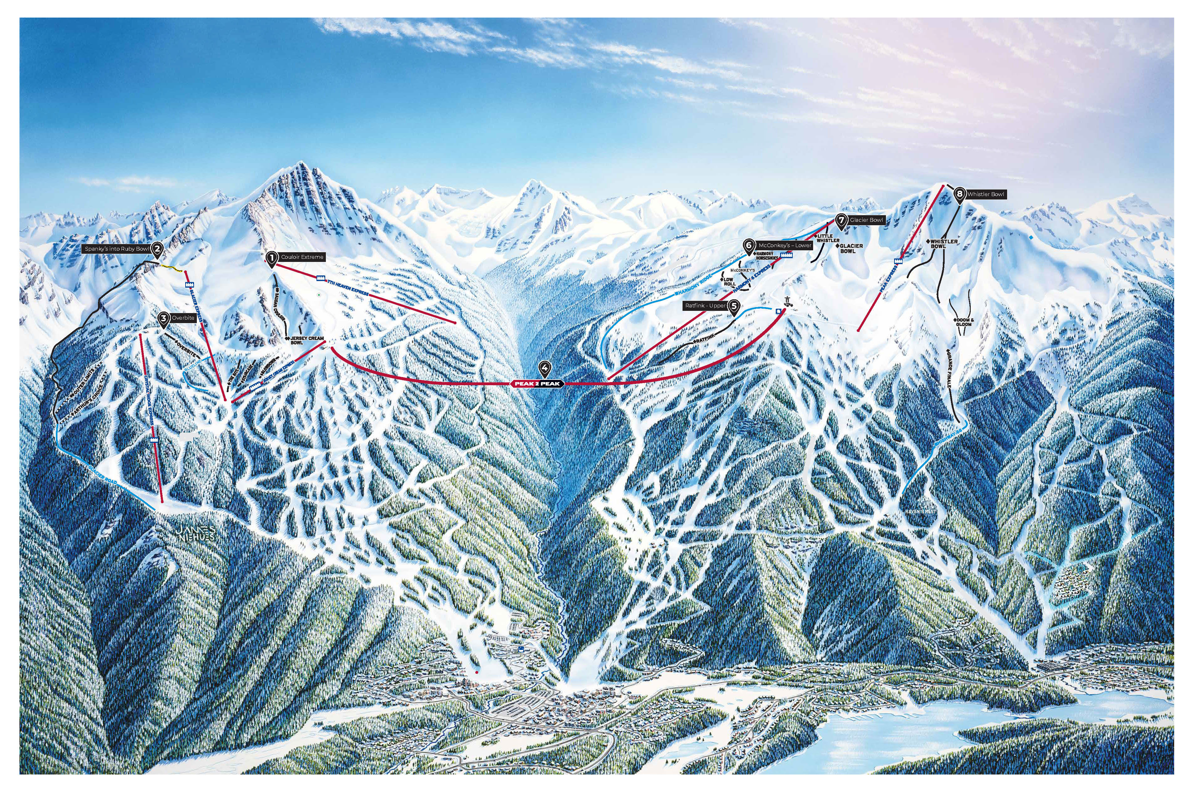 Whistler Blackcomb Winter 2024-2025 Wonder Routes | Alpine Sampler Routes Map