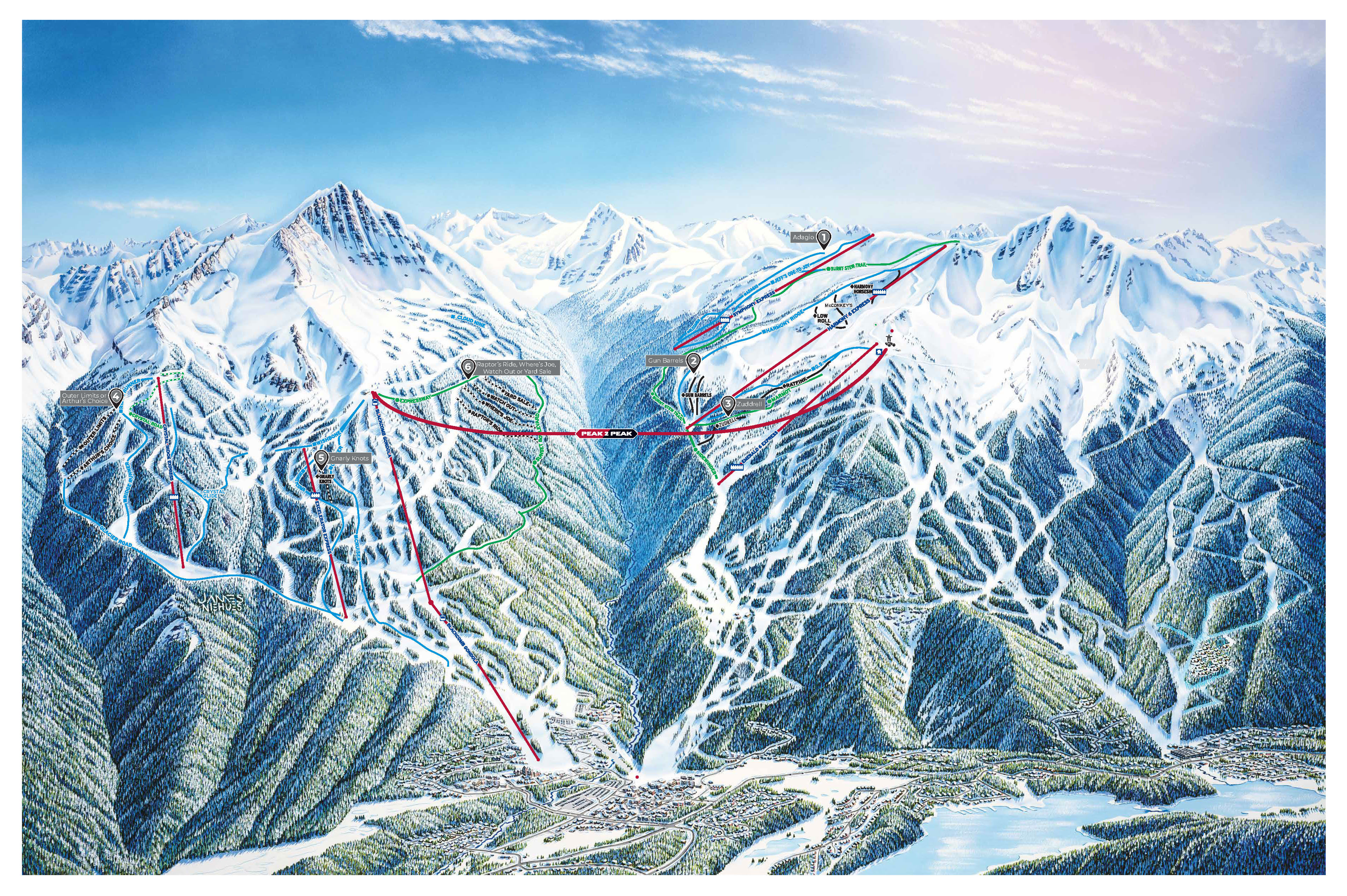 Whistler Blackcomb Winter 2024-2025 Wonder Routes | Glade Stashes Routes Map