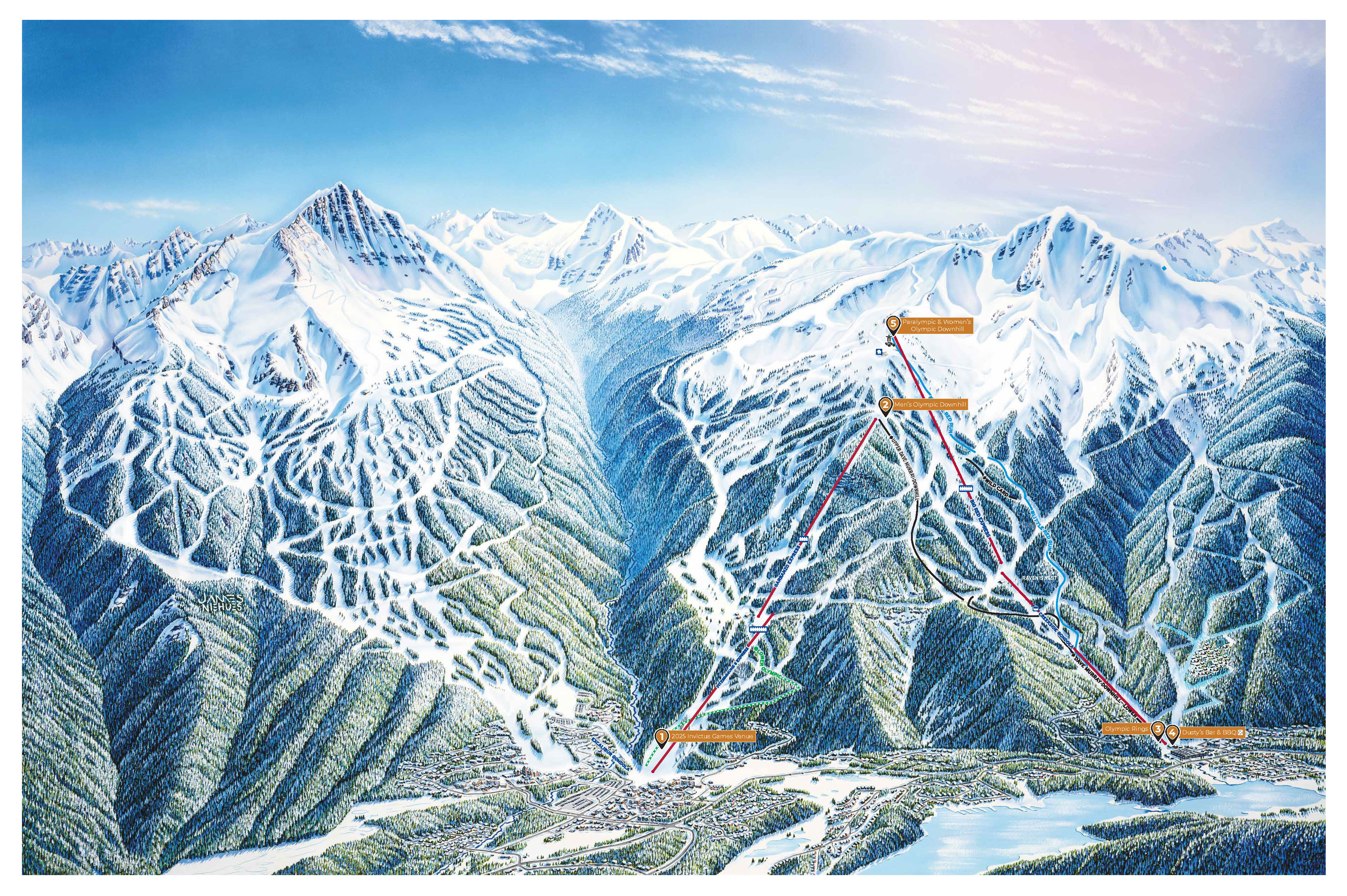 Whistler Blackcomb Winter 2024-2025 Wonder Routes | Gold Medal Routes Map