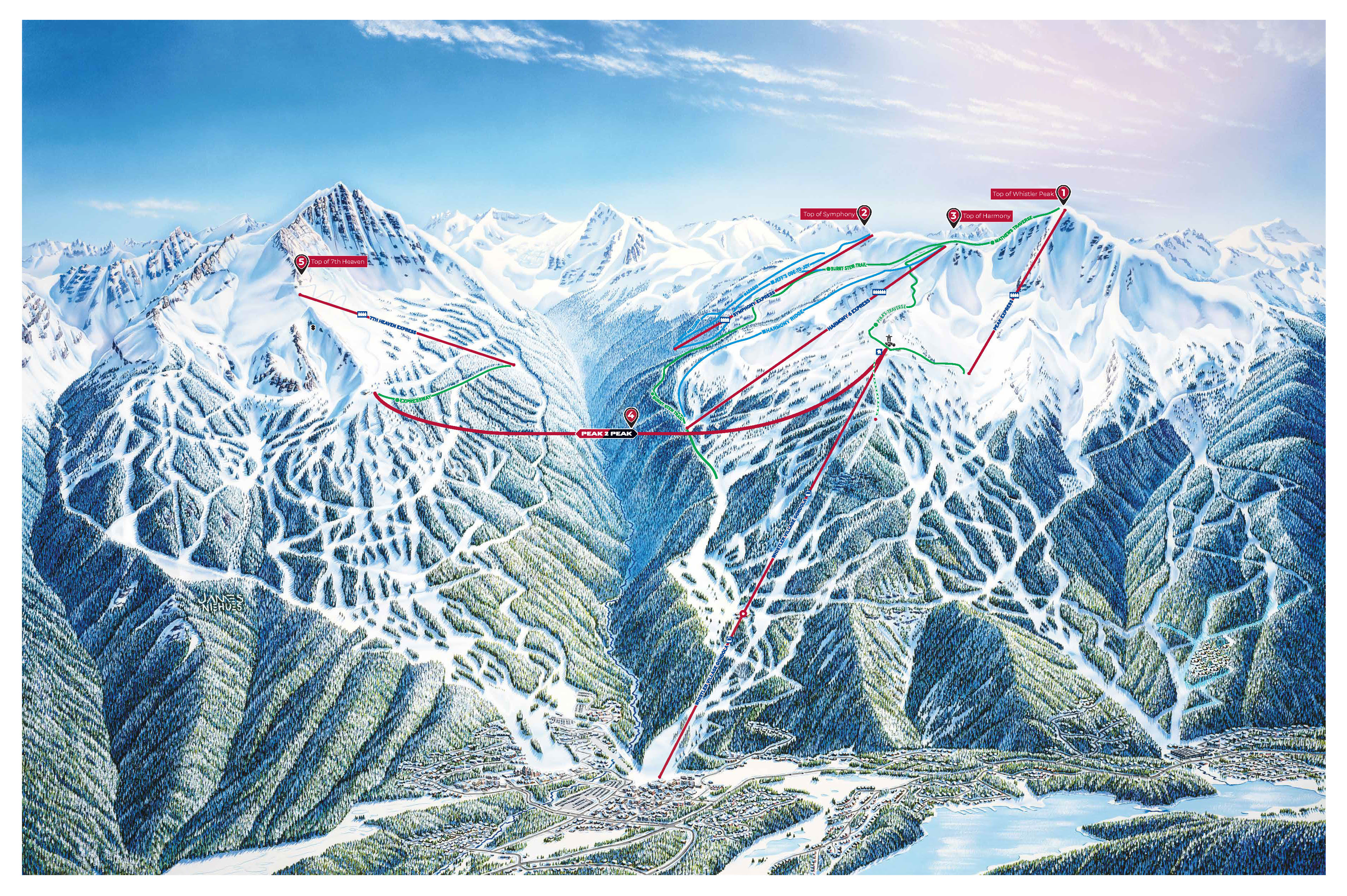 Whistler Blackcomb Winter 2024-2025 Wonder Routes | Top of World Routes Map