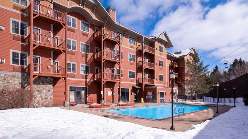 Winter View of Swimming Pool at Kaatskills Mountain Club