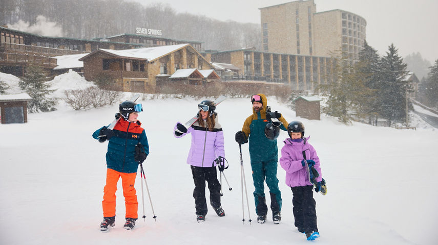 Family Heading to Ski at Seven Springs