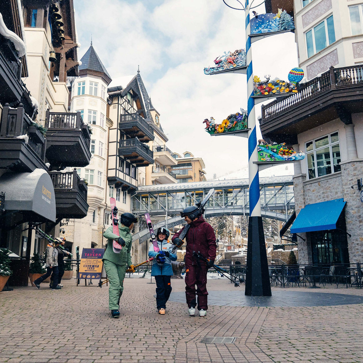 Resort Guests Arrive at Vail for Ski Day