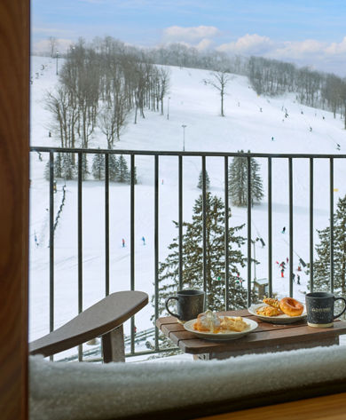 Detail of Breakfast on the Balcony at Steven Springs Slopeside Hotel Room