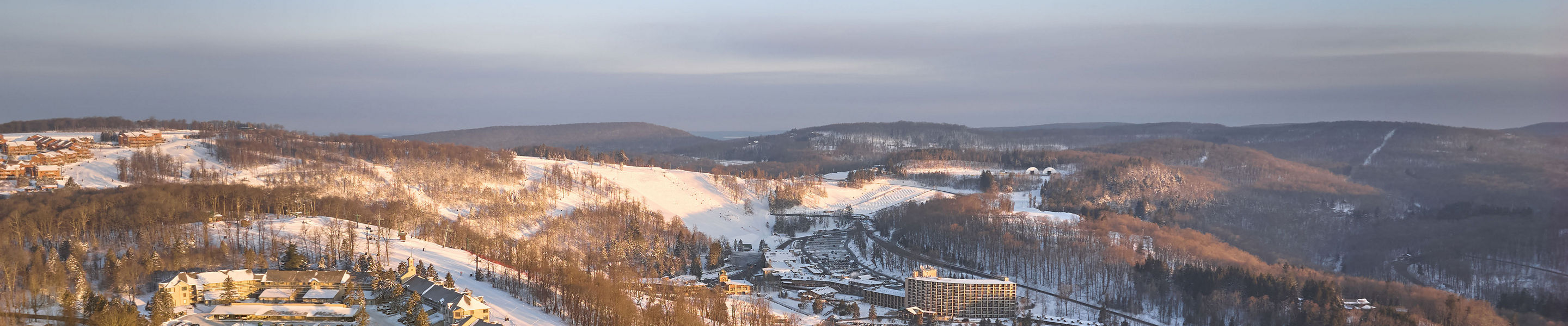 Aerial View of Snowy Seven Springs Mountain Resort