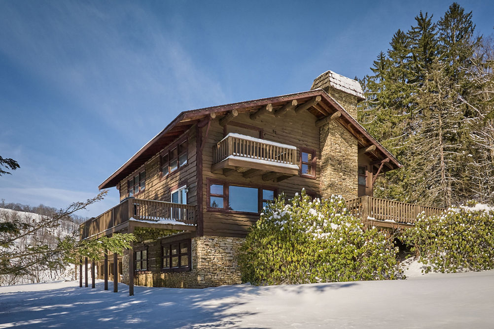 Snowy Exterior of Birch Chalets at Seven Springs