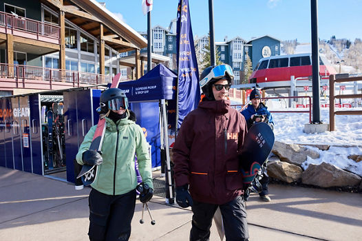 Couple Gets Ski Gear from My Epic Gear Slopside Tent at Park City