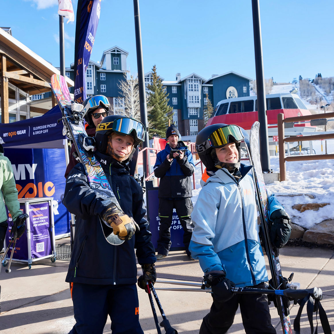 Family Gets Ski Gear from My Epic Gear Slopeside Tent at Park City