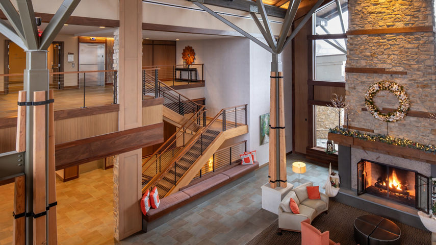 Interior of Highland Lodge Lobby at Liberty