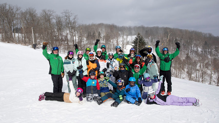 Group Photo of Ski and Ride School Participants at Seven Springs