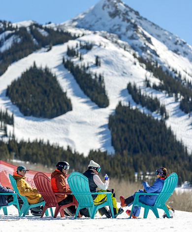 Group of Friends Enjoying Apres at Crested Butte Umbrella Bar