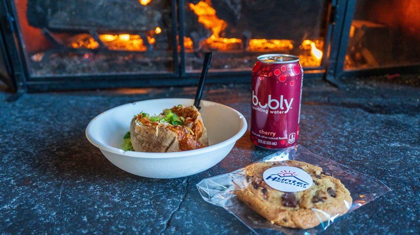 Loaded Baked Potato, Cookie, and Bubly at Hunter Marketplace Food Court