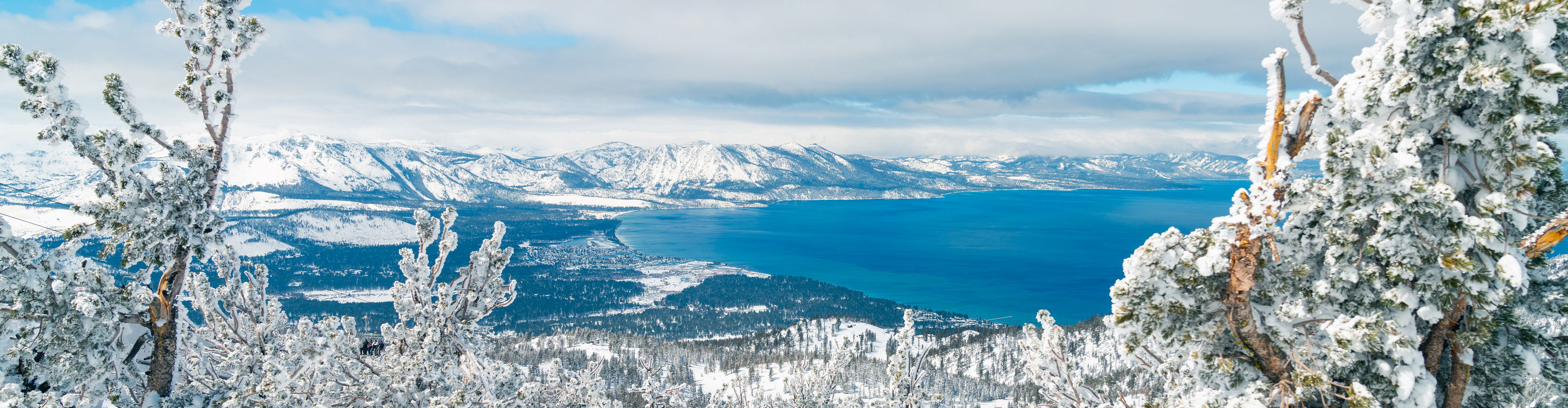 Snowy Landscape with Lake Tahoe in Background at Heavenly