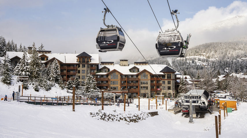 Winter Exterior of First Tracks Lodge at Whistler Blackcomb