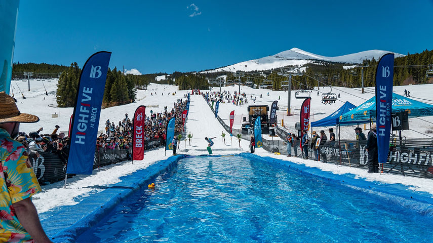 Pond Skimming at Breckenridge Peaks & Beats 2025 Event