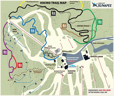 Mount Sunapee Summer 2025 Hiking Trail Map